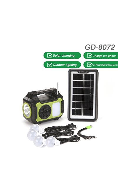 JUNGLEE Güneş Enerji Panelli Aydınlatma Sistemi Powerbank Kamp Doğa Balık Karavan Fener Bluetooth Hoparlör