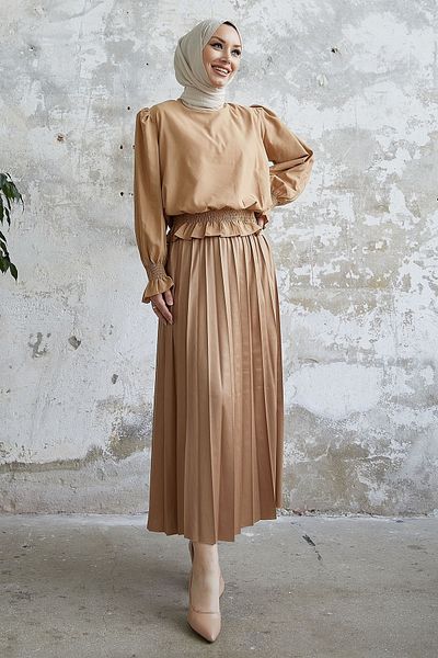 InStyle Δερμάτινη φούστα Alfea Look - Σκούρο Μπεζ