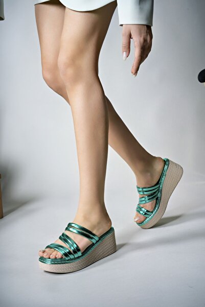 Riccon Papuci de damă 0012405   Verde metalic