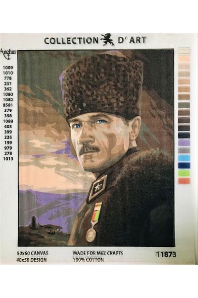 collection d'art Collection D'art 11873 40x50cm - Atatürk with hearts - Printed Unprocessed Tapestry Panel Etamine