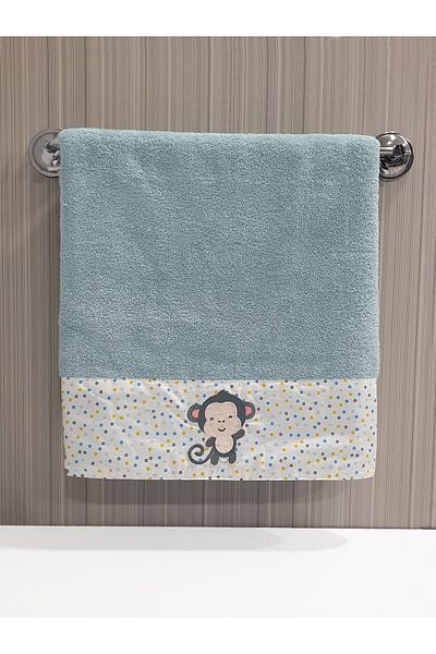 Tanem Home Monkey Pattern Embroidered One Piece Children Baby Towel Set 50x90 Cm 100% Cotton