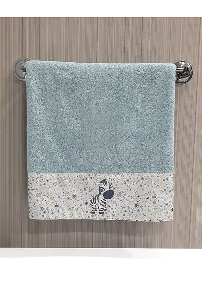 Tanem Home Zebra Pattern Embroidered One Piece Children Baby Towel 50x90 Cm 100% Cotton