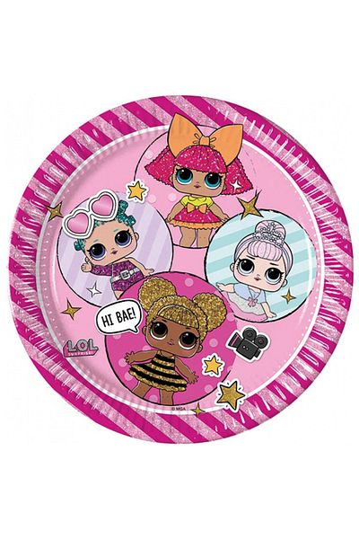 GÜNEŞAVM Kikajoy Lol Glitterati Cardboard Plate 23cm 8Pcs