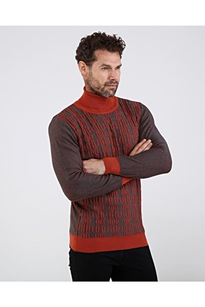 Çizgi Triko Ανδρικό πλεκτό βαμβακερό ζιβάγκο Πουλόβερ με μοτίβο μανίκια και μέση ελαστική κανονική