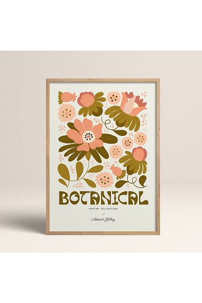 HOMEPACK Рамкирана картина от естествено дърво, рамкиран плакат, артистична модерна декорация за стена (FLOWER103-WOOD-40X60)