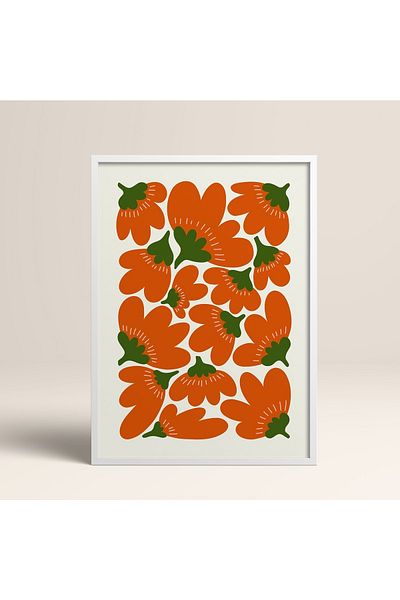 HOMEPACK Tablou cu rame din lemn natural Poster cu rame Decor artistic modern de perete (FLOWER106-WOOD-30X40)
