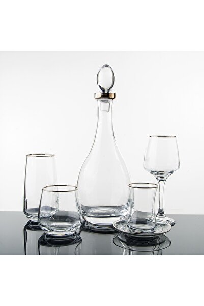 ucuzcuyuzavm 61 Parça 12 Kişilik Gümüş Yaldızlı Su Takımı