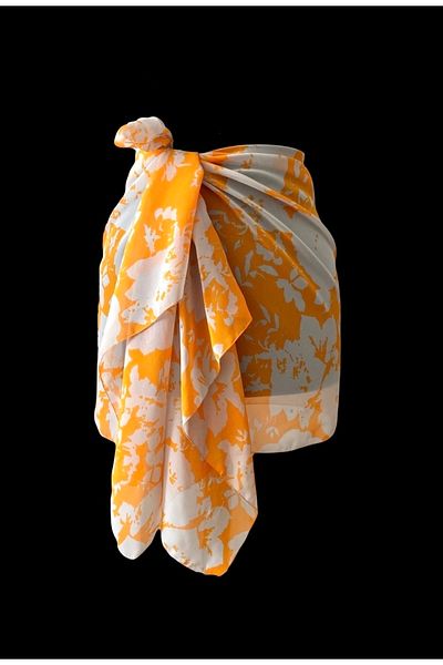quella atelier Orange Floral Patterned Pareo Sarong