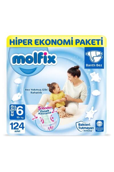 Molfix Extra Large No:6 15 Kg 124 Adet