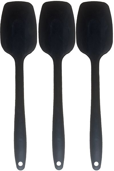 viarella Silicone Spoon Set 3 Pieces Large Size Fireproof Non-stick Non-Scratch Black
