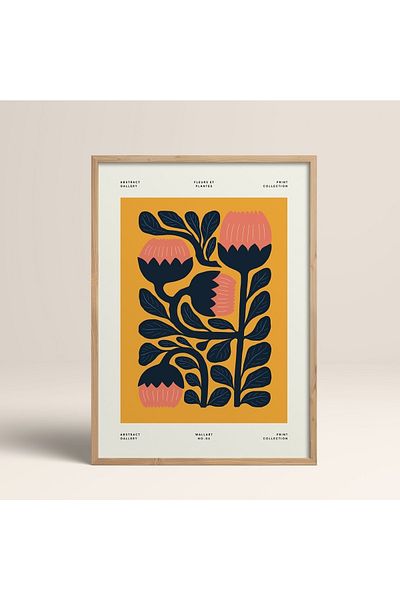HOMEPACK Рамкирана картина от естествено дърво, рамкиран плакат, артистична модерна декорация за стена (FLOWER109-WOOD-40X60)
