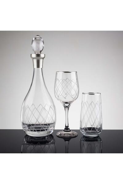 sudeka Kare Gümüş El Dekor Kesme Su Takımı 25 Parça 12 Kişilik