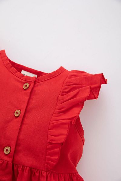 DeFacto Baby Girl Short Sleeve Linen Look Dress