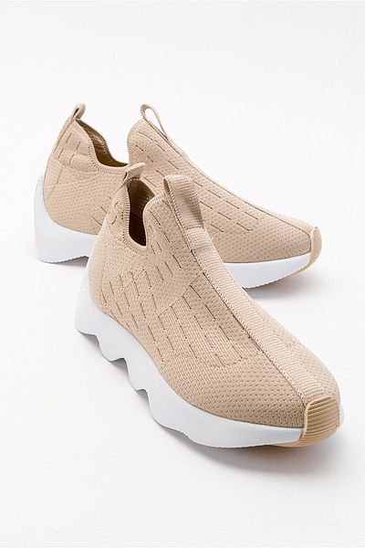 LuviShoes Bubny Beige Knitwear Damen-Sportschuhe