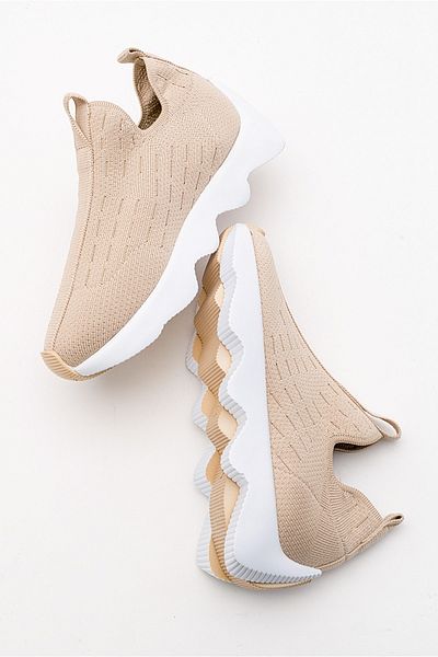LuviShoes Bubny Beige Knitwear Damen-Sportschuhe