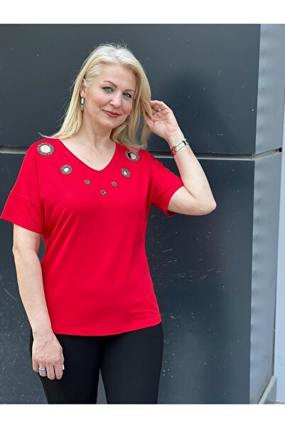 EMZAGİYİM Stone Printed Round Blouse