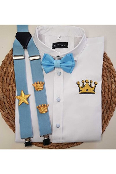 cool partyshop Gold Kral Taclı Askı Papyon Gömlek