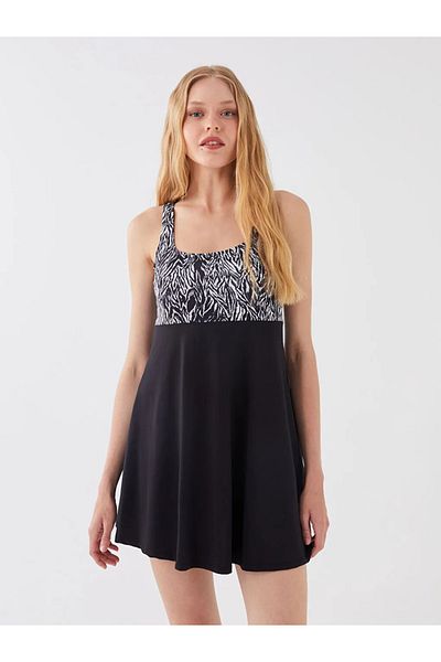 LC Waikiki Lcw Dream U-Kragen gemusterter Badeanzug mit Rock für Damen
