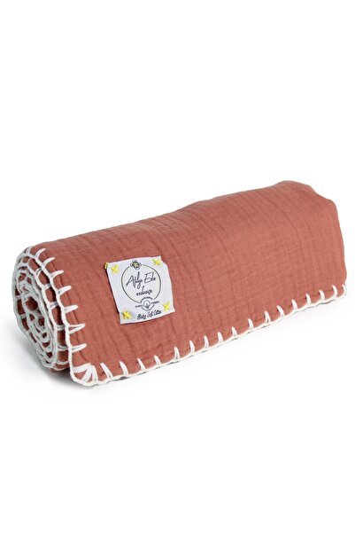 Atölye Eda Exclusive Handcrafted And Hand Embroidered 4 Layer Muslin Blanket 120x120cm-tile