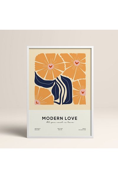 HOMEPACK Tablou cu rame din lemn alb Poster cu rame Decor artistic modern de perete (FLOWER127-WHITE-40X60)