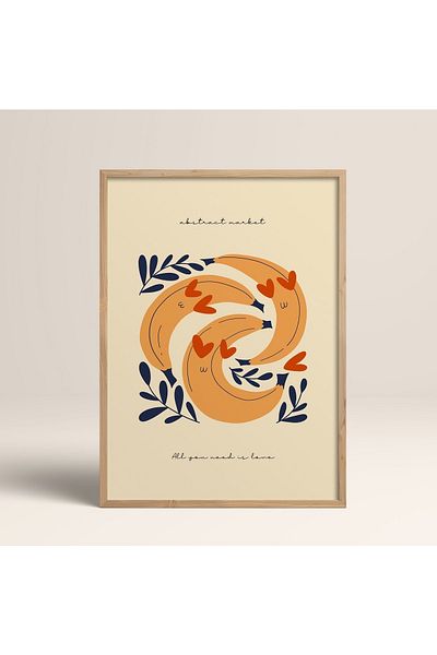 HOMEPACK Картина в рамка от естествено дърво, рамкиран плакат, артистична модерна декорация за стена (FLOWER121-WOOD-30X40)