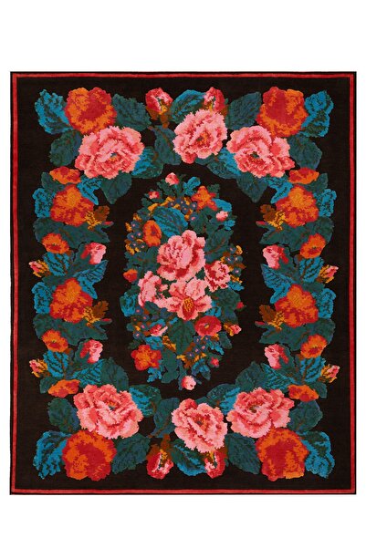 Rugs Modern Halı Διακοσμητικό υφαντό χαλί με θέμα το λουλούδι της μαύρης καρα...