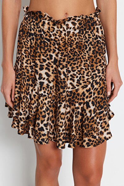 Trendyol Collection Mini Woven Ruffled Animal Print Skirt - Tbess23Et00027