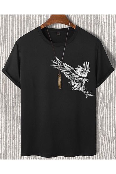 Machetta Tricou oversize din bumbac cu imprimeu vultur cu desen de mână
