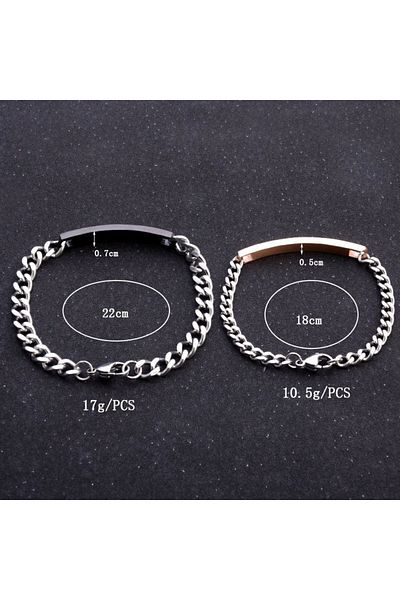 Tesbihane Plated Rose/black Plate with English "Her King" - "Her Queen" Text 2-Piece Bracelet Set