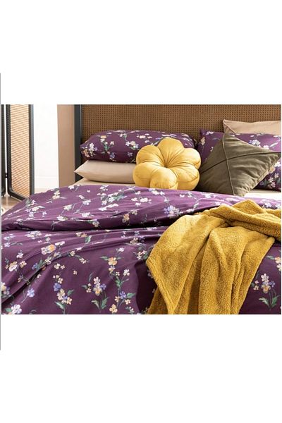 English Home Wild Pansies Bumbac Husă Pilota Extra King 260x240 Cm Prune