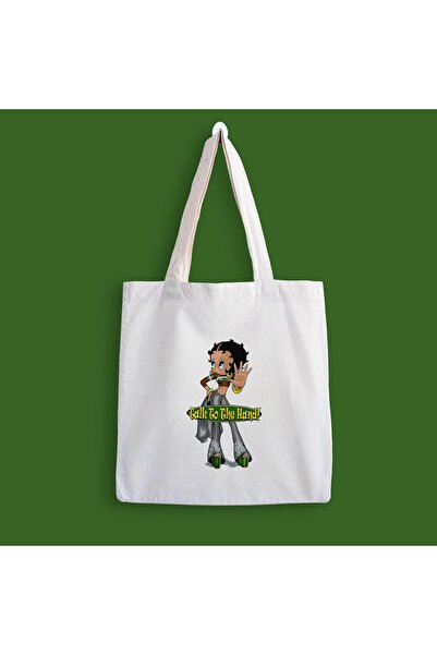 designedfy Betty Boop Baskılı Bez Çanta