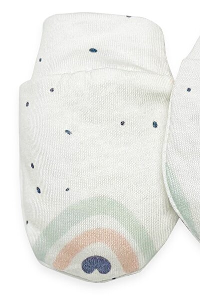 tinylamb Rainbow Organic Cotton Baby Newborn 2 Pair Gloves Set-white