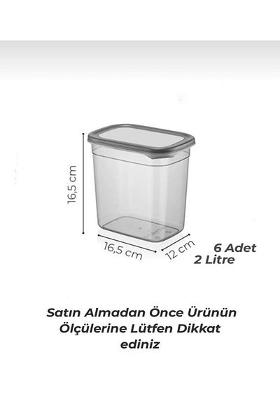 Dem Home Set of 6 Anthracite Rectangular Storage Containers 2000ml - Set That Can Be Made Multiple Sets