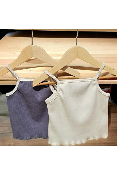 BEBEĞİME ÇORAP 2 τμχ Κοριτσίστικες μπλούζες με λουράκι καμιζόλας (0-6 ετών)