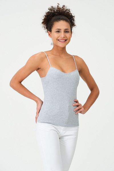 efstyle Basic Tank Top with Straps - Chest Covered (With Pad)