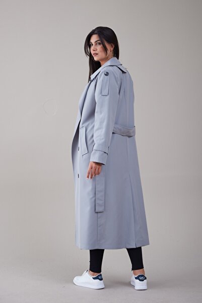 Heggo Rose Kadın Gri Oversize Trençkot