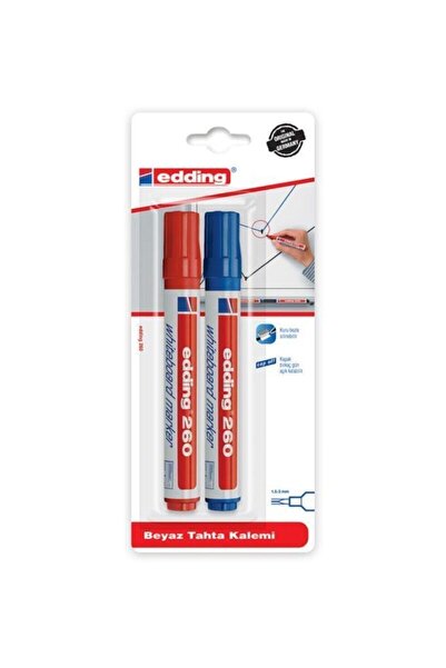 Stabilo Edding 260 Yazı Tahtası Kalemi Kırmızı Mavi