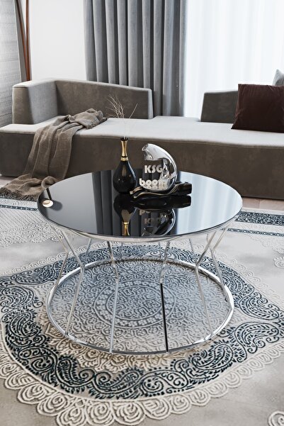 KASGER Kum Saati Orta Sehpa Füme Ayna Cam