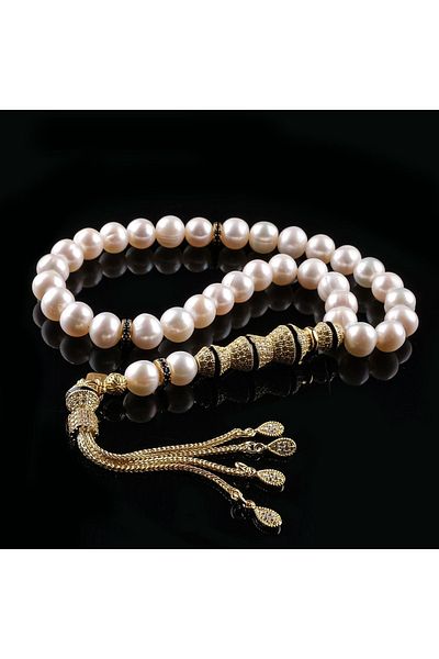 TESBİHCİBABA Zircon Embroidered Special Design Premium Pearl Rosary