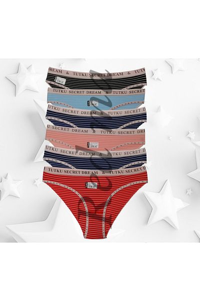 Tutku Συσκευασία με 6 Fashion Secret Dream πολύχρωμα γυναικεία εσώρουχα μπικίνι