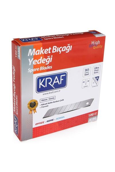 KRAF Maket Bıçagı Yedegı Genıs Ultra Karbon Çelık Sk5 100 Lü 619g