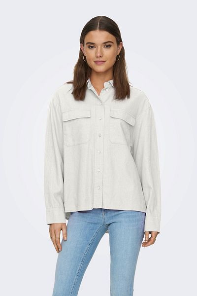 ONLY Women's Pocketed Linen Shirt Oversize Fit Onlcaro - 15278795