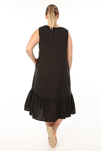 SCHIK Kadın Büyük Beden Kolsuz Elbise Siyah Sckwm21el01