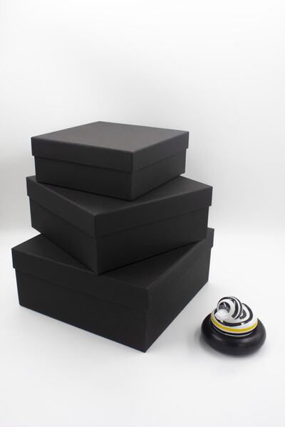 carton box Karton Kutu Siyah 3 Lü Matruşka Hediye Kutusu Seti Damat Gelin Çey...