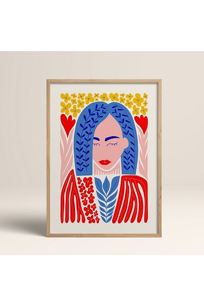 HOMEPACK Картина в рамка от естествено дърво, рамкиран плакат, артистична модерна декорация за стена (FLOWER136-WOOD-30X40)