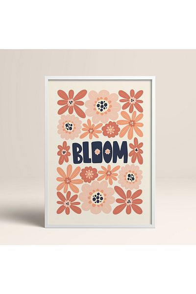 HOMEPACK Tablou cu rame din lemn alb Poster cu rame Decor artistic modern de perete (FLOWER159-WHITE-30X40)