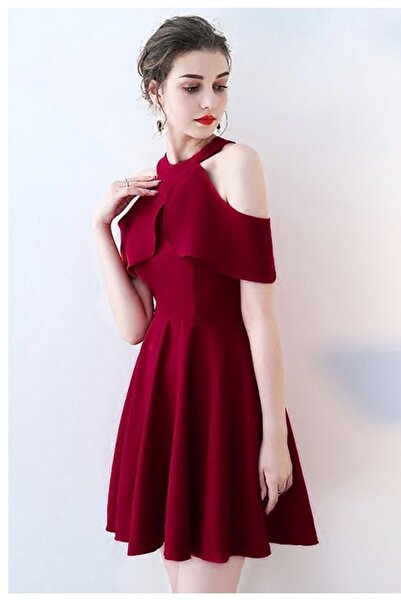 Styling Park Omuz Dekolteli Kloş Mini Mezuniyet Balo Düğün Elbise