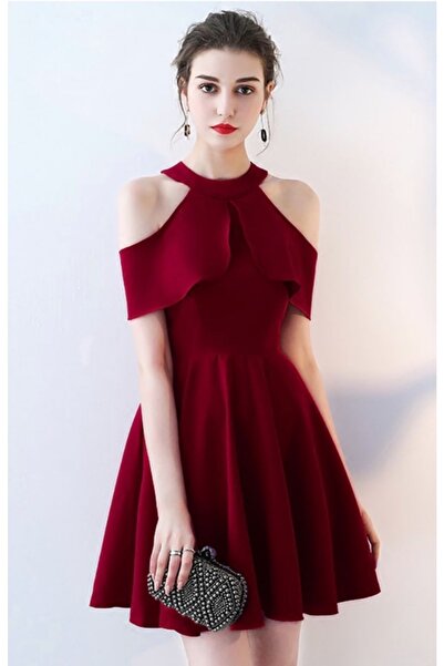 Styling Park Omuz Dekolteli Kloş Mini Mezuniyet Balo Düğün Elbise