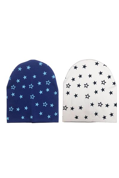 neocotton 2-Piece Double Layer Cotton Combed Cotton Star Baby Beanie
