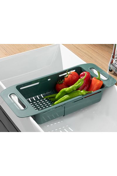 English Home Green Trendy Plastic Sink Strainer - Adjustable, 48X19X8 cm